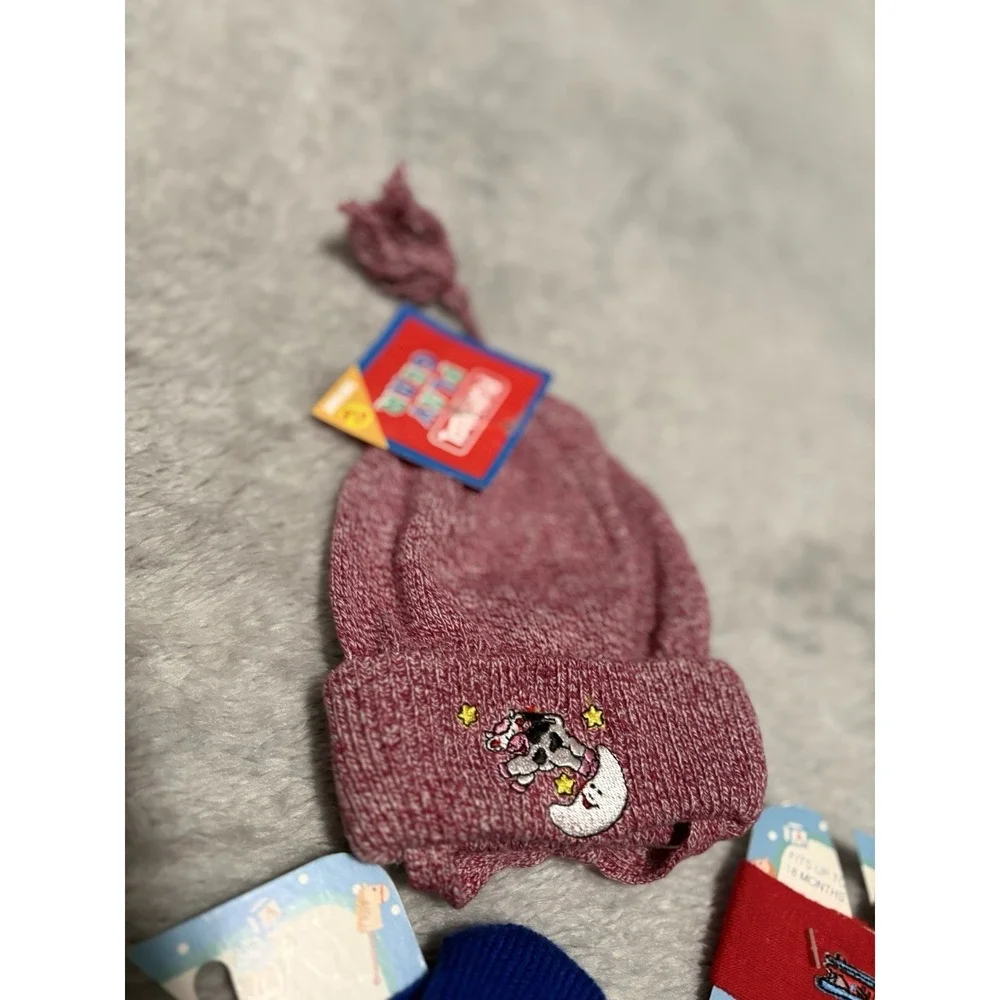 New Vintage Boys‎ Toddler Mini Knit Bits Ski Band Mittens Hat Bundle